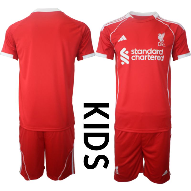 Youth 2025-2026 Season Club Liverpool home red Blank Soccer Jersey